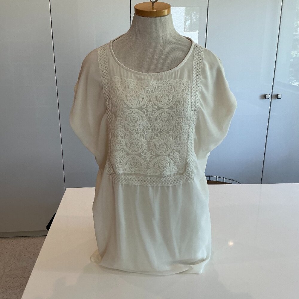 Chicos, Double Layer Lace and Tee Shirt Blouse, Size 3